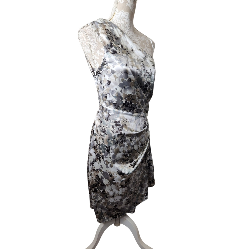 London Style Nights One Shoulder Soft Gray Cocktail Party Dress Size 14 NWOT